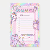 Kawaii Unicorn To-Do List Personalized Sticky Note ポストイット (正面)