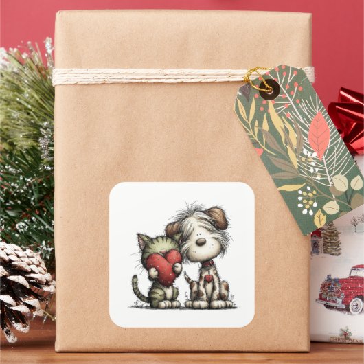 Kawaii Valentine Character 3 Inch Sticker – Cute L スクエアシール (クリスマス)