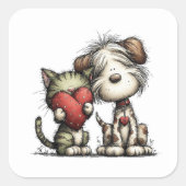 Kawaii Valentine Character 3 Inch Sticker – Cute L スクエアシール (正面)