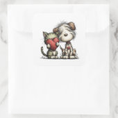 Kawaii Valentine Character 3 Inch Sticker – Cute L スクエアシール (バッグ)