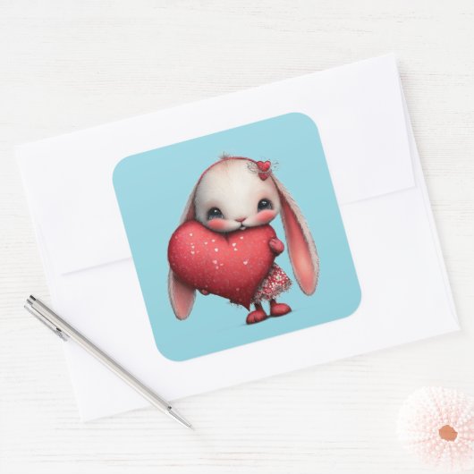 Kawaii Valentine Character 3 Inch Sticker – Cute L スクエアシール (封筒)
