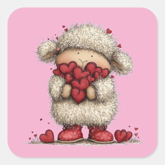 Kawaii Valentine Character 3 Inch Sticker – Cute L スクエアシール (正面)