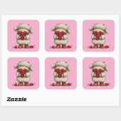 Kawaii Valentine Character 3 Inch Sticker – Cute L スクエアシール (シート)