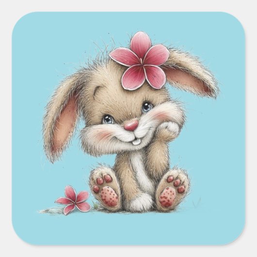 Kawaii Valentine Character 3 Inch Sticker – Cute L スクエアシール (正面)