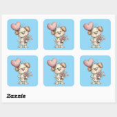 Kawaii Valentine Character 3 Inch Sticker – Cute L スクエアシール (シート)