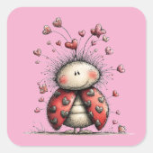 Kawaii Valentine Character 3 Inch Sticker – Cute L スクエアシール (正面)