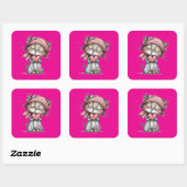 Kawaii Valentine Character 3 Inch Sticker – Cute L スクエアシール (シート)