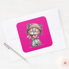 Kawaii Valentine Character 3 Inch Sticker – Cute L スクエアシール