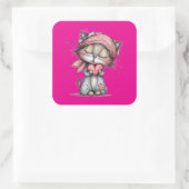 Kawaii Valentine Character 3 Inch Sticker – Cute L スクエアシール (バッグ)