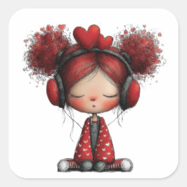 Kawaii Valentine Character 3 Inch Sticker – Cute L スクエアシール