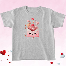 Kawaii Valentine Envelope with Hearts Tシャツ