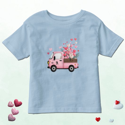 Kawaii Valentine Truck with Monogram トドラーTシャツ
