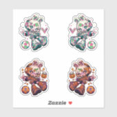 Kawaii Victory&Halloween Soccer Bunny Chibi 4-Pack シール (シート)