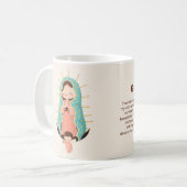 Kawaii Virgin of Guadalupe with angel and prayer コーヒーマグカップ (正面左)