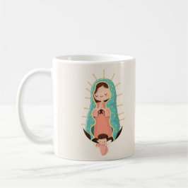 Kawaii Virgin of Guadalupe with angel and prayer コーヒーマグカップ