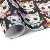 Kawaii Watercolor Halloween Witch Kittens ラッピングペーパー (ロールコーナー)