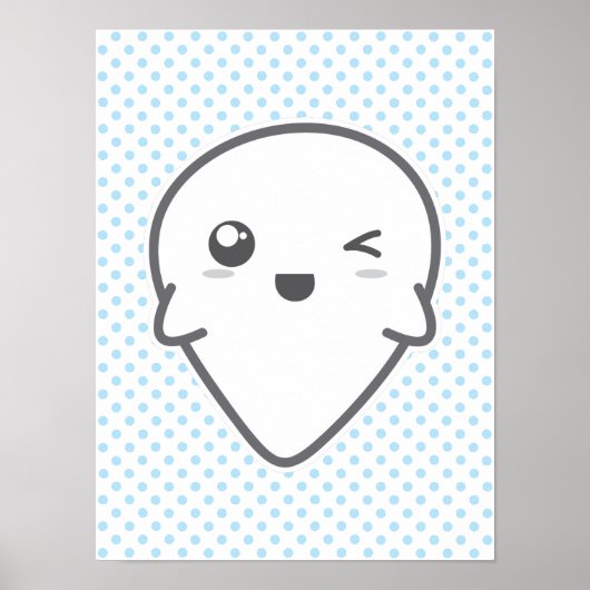 Kawaii Winking Ghost Poster Print ポスター (正面)