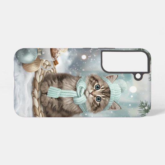 Kawaii Winter Cat Phone Case | Samsung Version  Samsung Galaxyケース (裏面横)