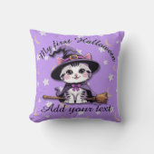 Kawaii Witch Cat – Halloween Throw Pillow クッション (正面)