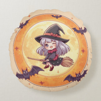 Kawaii Witch Round Pillow ラウンドクッション