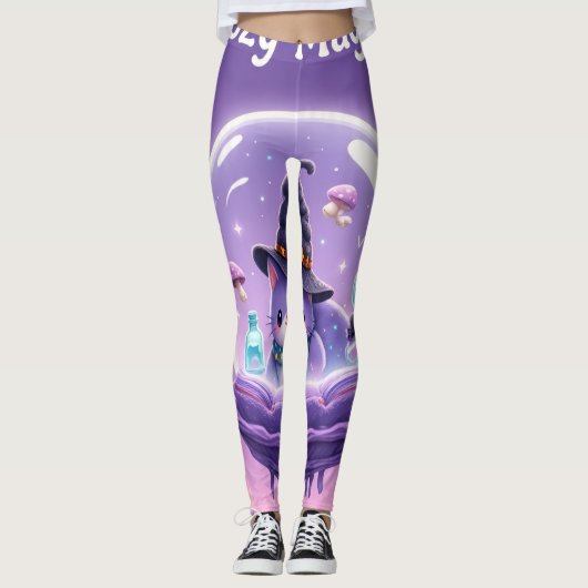 Kawaii Witch Snow Globe Leggings Purple レギンス (正面)