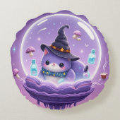 Kawaii Witch Snow Globe Round Pillow ラウンドクッション (裏面)