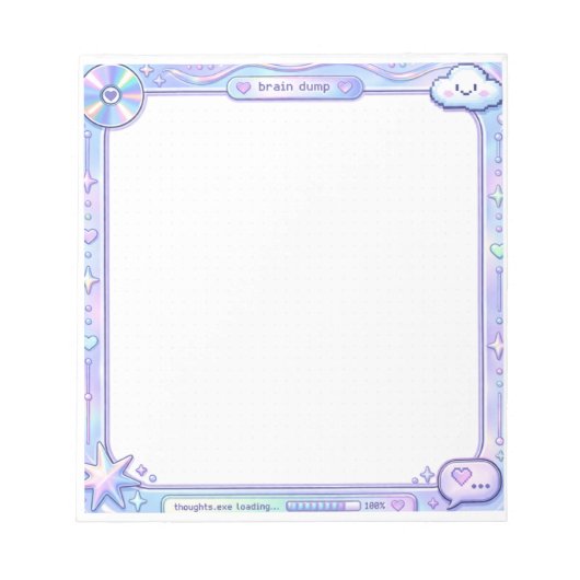 Kawaii Y2K Cyber Pastel Brain Dump Notepad Design ノートパッド (正面)