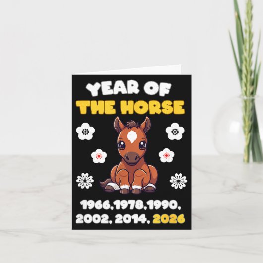 Kawaii Year Of Horse Chinese Zodiac 2026 Animal  カード (正面)