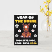 Kawaii Year Of Horse Chinese Zodiac 2026 Animal  カード (黄色い花)