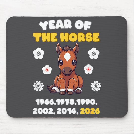 Kawaii Year Of Horse Chinese Zodiac 2026 Animal  マウスパッド (正面)