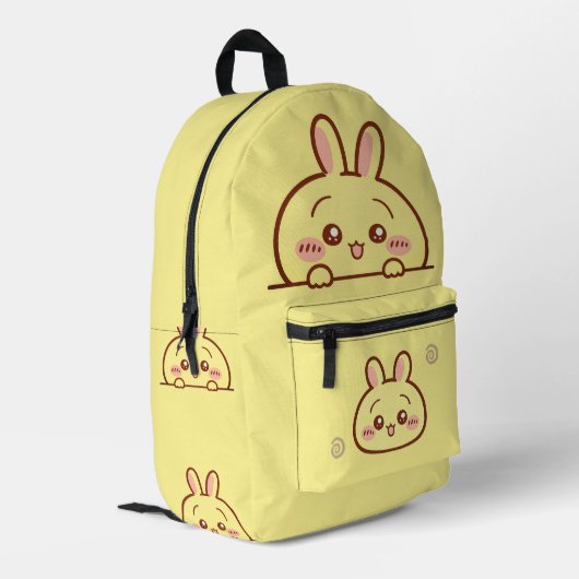 Kawaii Yellow Bunny Backpack - Cute School プリントバックパック (裏面左端)