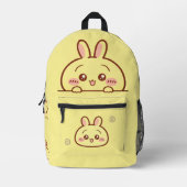 Kawaii Yellow Bunny Backpack - Cute School プリントバックパック (正面)