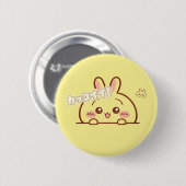 Kawaii Yellow Bunny Pin - Cute Aesthetic Round But 缶バッジ (正面&裏面)