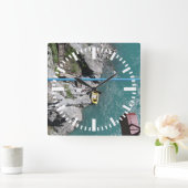 Kawarau Bridge Bungy POV、クイーンズタウン、ニュージーランド スクエア壁時計 (ホーム)