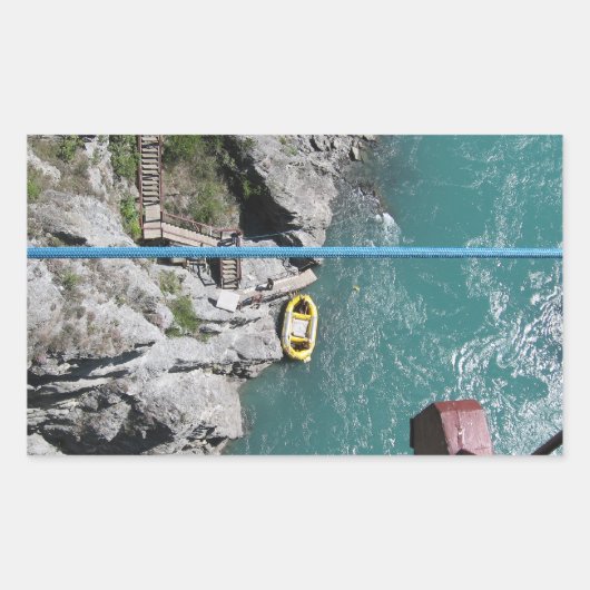 Kawarau Bridge Bungy POV、クイーンズタウン、ニュージーランド 長方形シール (正面)