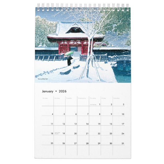 Kawase Hasui Scenery 2 small カレンダー (1月 2026)