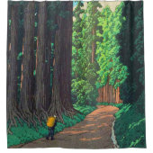 Kawase Hasui's Nikko Road 日本美術 シャワーカーテン (正面)