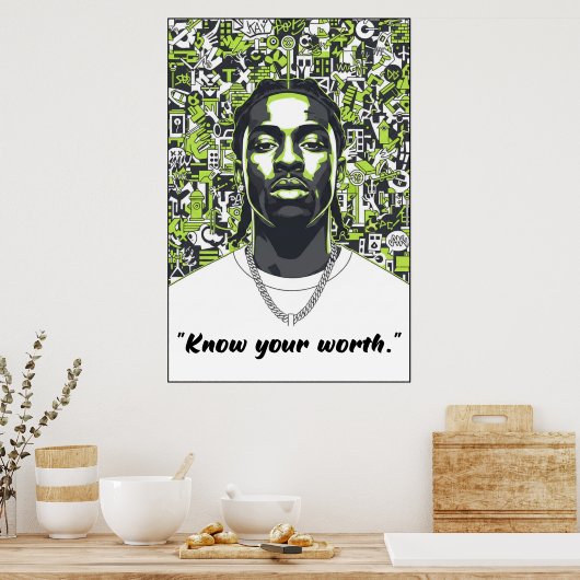 Kay Flock Poster – Know Your Worth Motivation Art ポスター (キッチン)