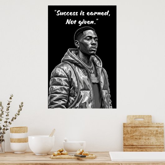 Kay Flock Poster – Success Is Earned Motivation ポスター (キッチン)