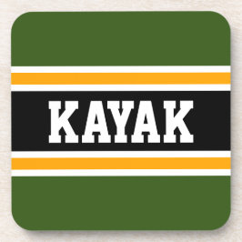KAYAK スポーティーボールド 70年代風 グリーン オレンジ ブラック ストライプ コースター