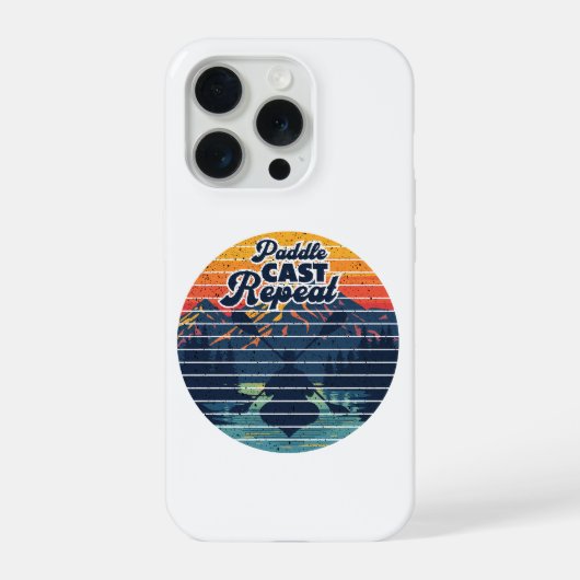 Kayak Fishing Paddle Retro Sunset iPhoneケース (裏面)