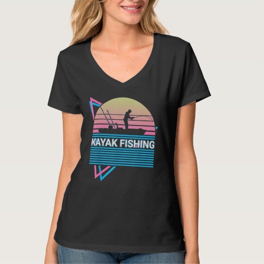 Kayak Kayaking Retro Kayak Fishing Tシャツ (正面)
