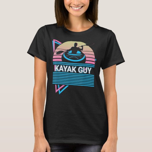Kayak Kayaking Retro Kayak Guy Tシャツ (正面)