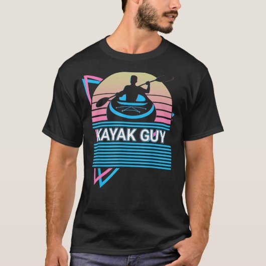 Kayak Kayaking Retro Kayak Guy Tシャツ (正面)