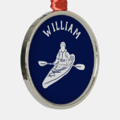 Kayakers Navy パーソナライズされた Blue Kayak向け メタルオーナメント (右)