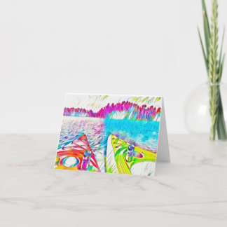 Kayakers Small、4インチx 5.6インチ折り畳みサンキューカード サンキューカード