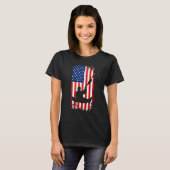 Kayaking American Flag Kayak Lake  Paddling Paddle Tシャツ (正面フル)