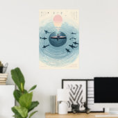 Kayaking at Sunrise Poster Print  Surreal Ocean ポスター (ホームオフィス)