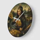 Kayaking Funny Mona Lisa Kayaker Gift ラージ壁時計 (傾斜)