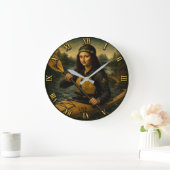 Kayaking Funny Mona Lisa Kayaker Gift ラージ壁時計 (ホーム)